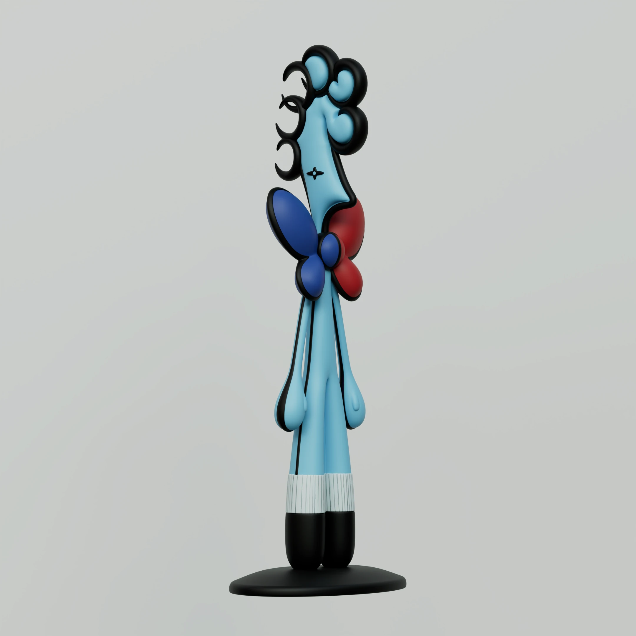 MEELO blue figurine on a black display plinth