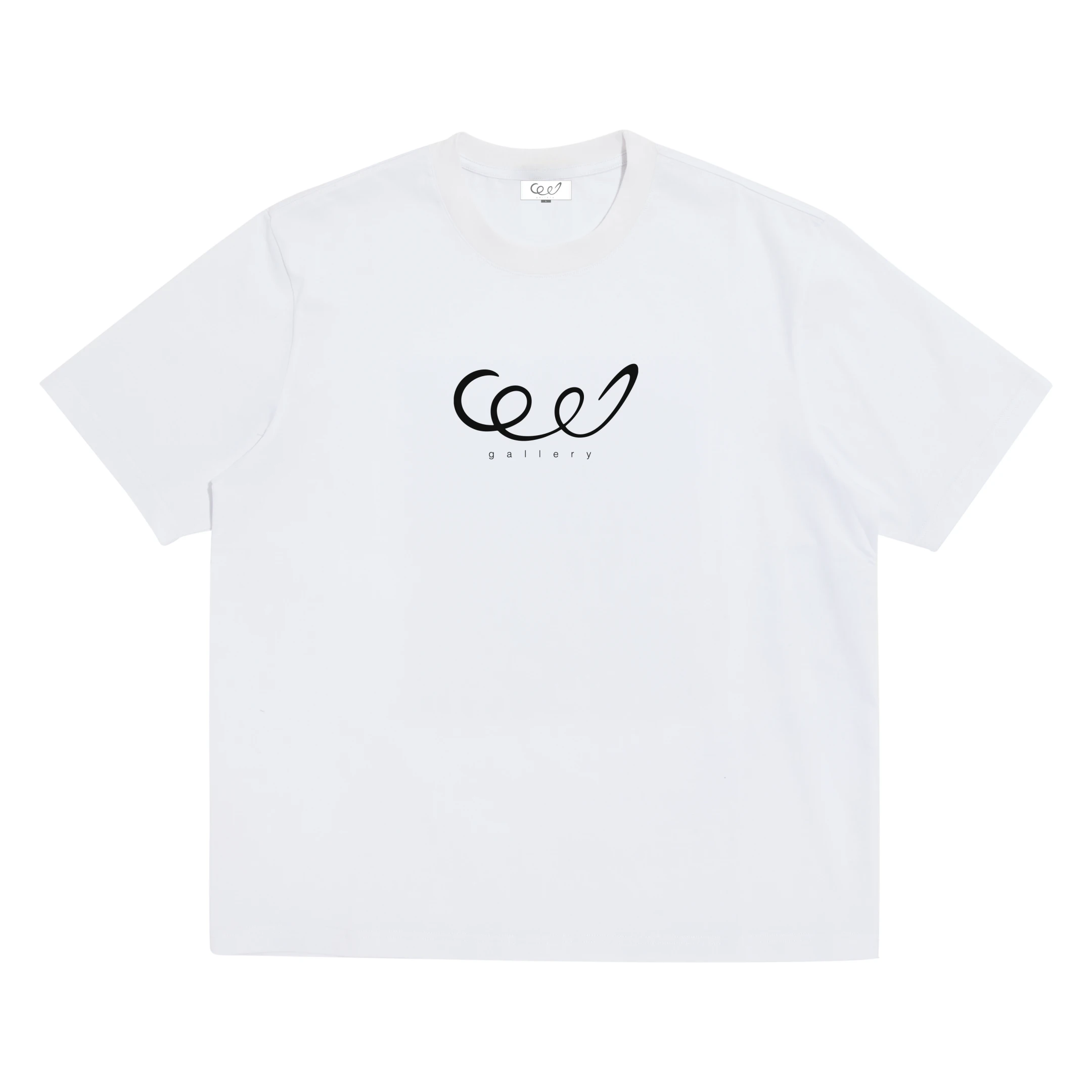 White SIGNATURE TEE with black Ceel Gallery chest logo